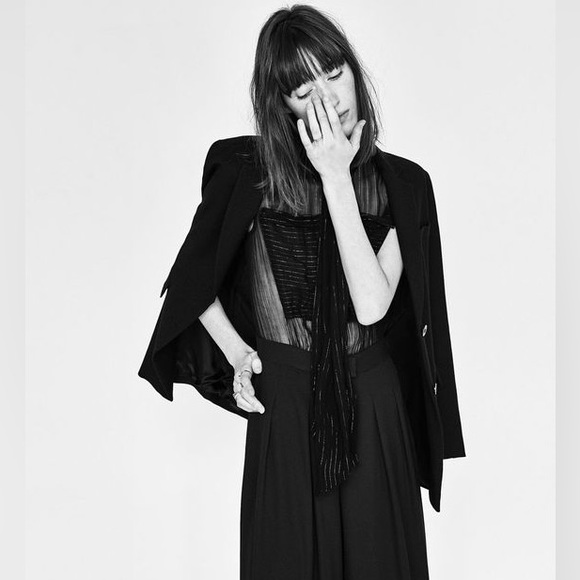 NWT ZARA Contrast Black Palazzo Jumpsuit size S - Picture 4 of 5